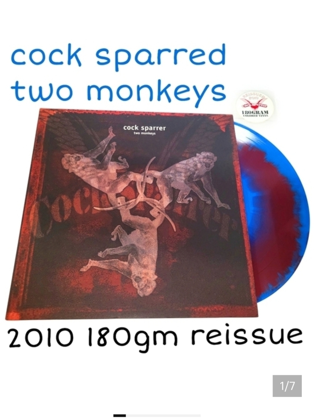 C*ck Sparrer Two Monkeys 180gram Cyan & Claret Splatter 2010 Reissue  Record